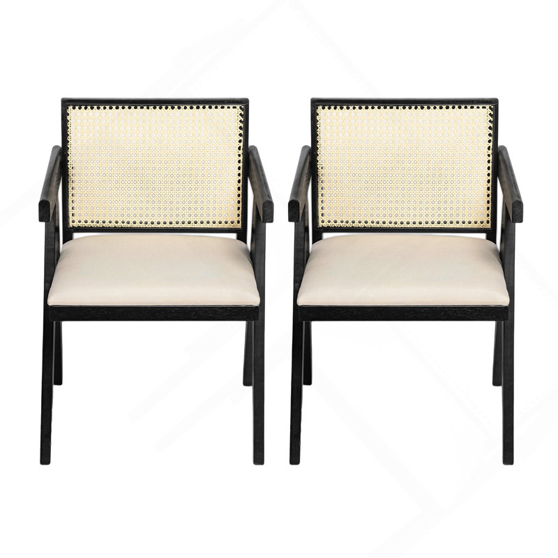 Chaises de salle à manger Chandigarh, chaises de cuisine rembourrées Cane, Noir