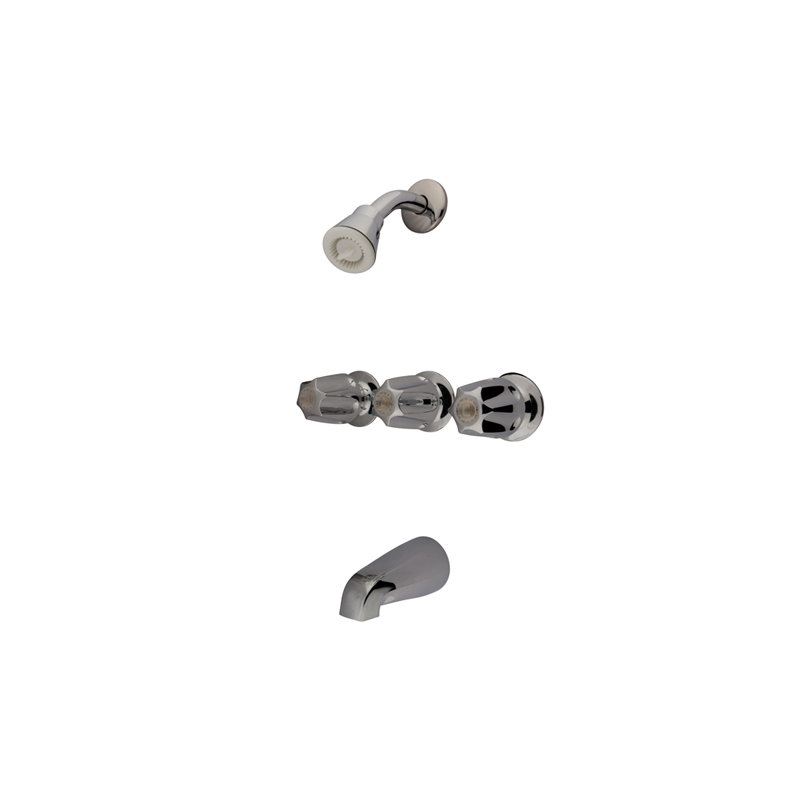 Twin HDL 8" Center Tub/Shower Valve W/O Spout CP, Polished Chrome / Polished Brass