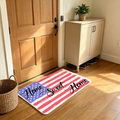 Independence Day Home Sweet Home Flag Print Entryway Doormat 20 X 32 inch