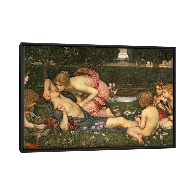 «The Awakening of Adonis, 1899» par John William Waterhouse, reproduction sur toile, H 18 po x l 26 po x P 1,5 po, Non mat