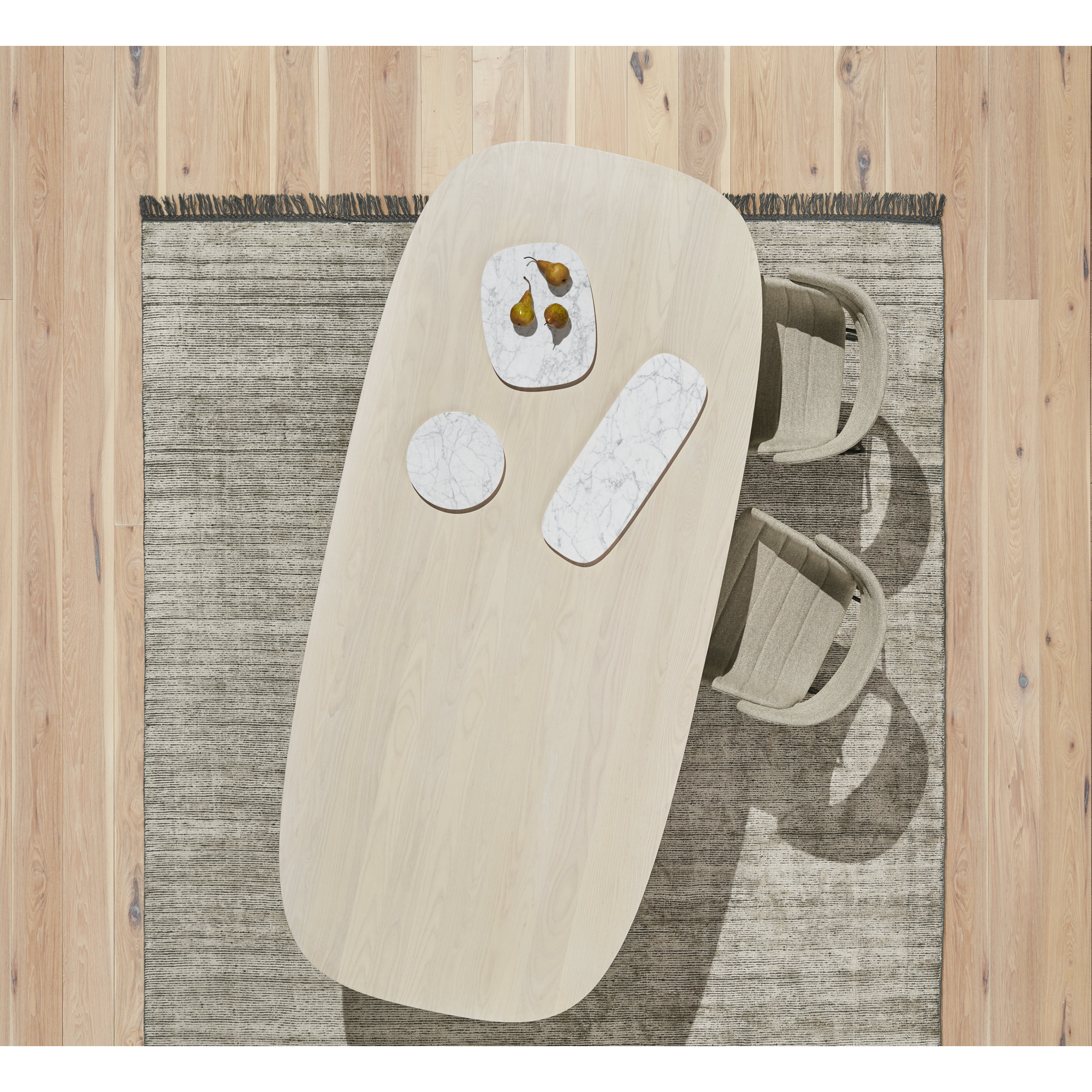 Good Times Oval Dining Table, 45" W x 100" L, Whitewashed Ash