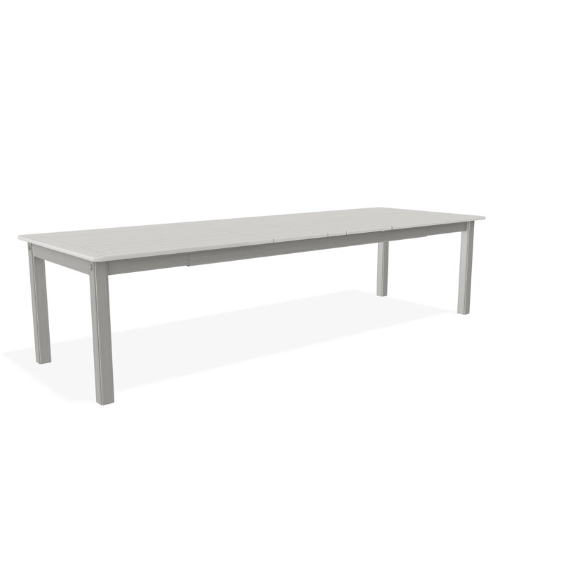 Table de salle à manger extensible 42 po x 120 po en polyester de qualité marine avec trou pour parasol, Brun / neige