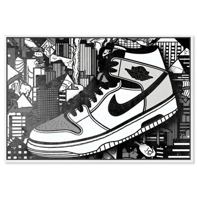 «Shiny Black City Sneaker», impressions sur toile par Notoriart