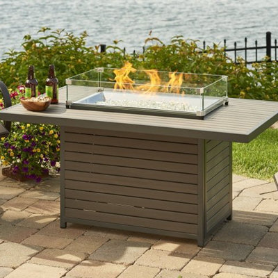 Rectangle Polyresin Smokeless Fire Pit Table