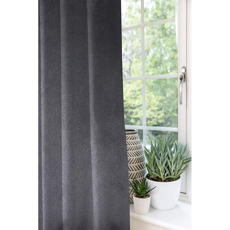 Kronberg Room Darkening Curtains / Drapes Pair, Charcoal, Width 167 x Drop 137cm