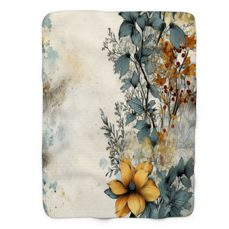 Rustic Blooms - 1 Piece Premium Blanket, Queen