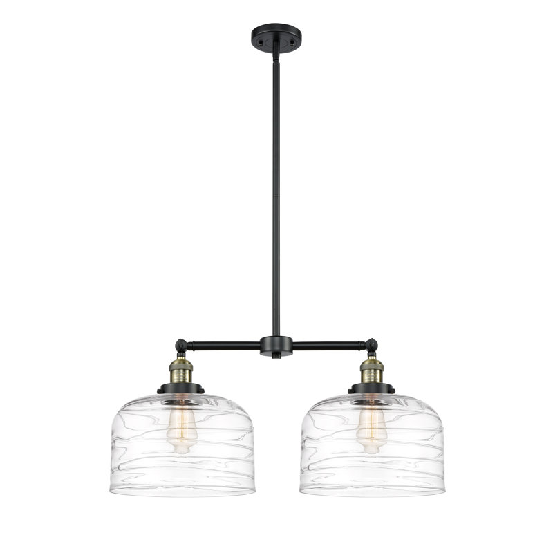 Luminaire suspendu linéaire à 2 lumières pour îlot de cuisine Hall, DEL, Laiton antique noir