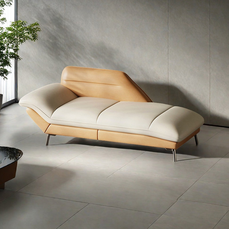 Méridiennes d'intérieur en cuir Living Room, Orienté à gauche (vu de face), Beige/Orange