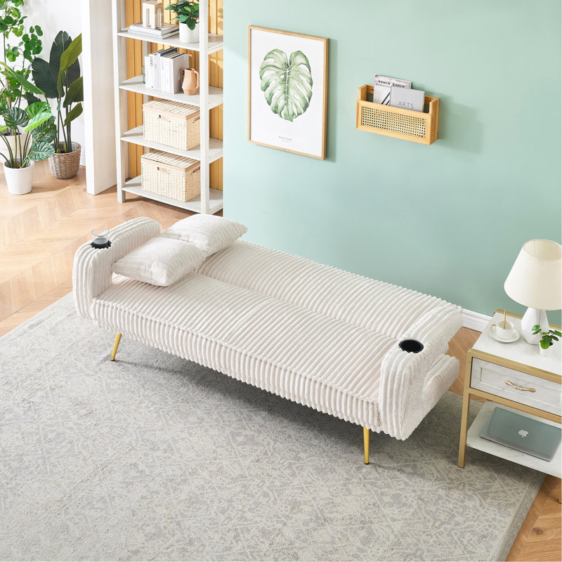 The Straight-Row  Corduroy Sofa With Throw Pillows, Featuring A Minimalist Style, Is Suitable For The Living Room And Study