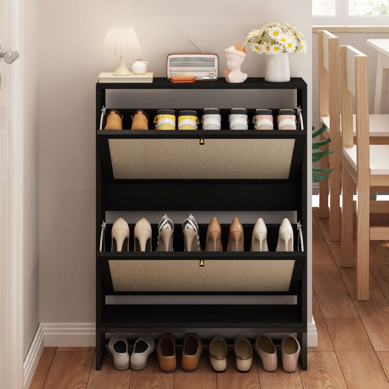 8 Pair Shoe Storage Cabinet, Black