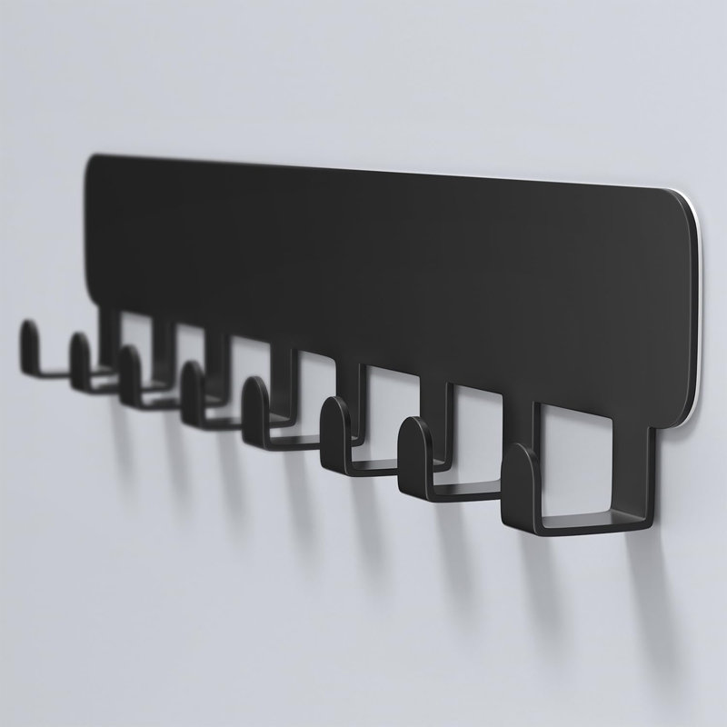 Metal Wall Organizer with Key Hooks, Black