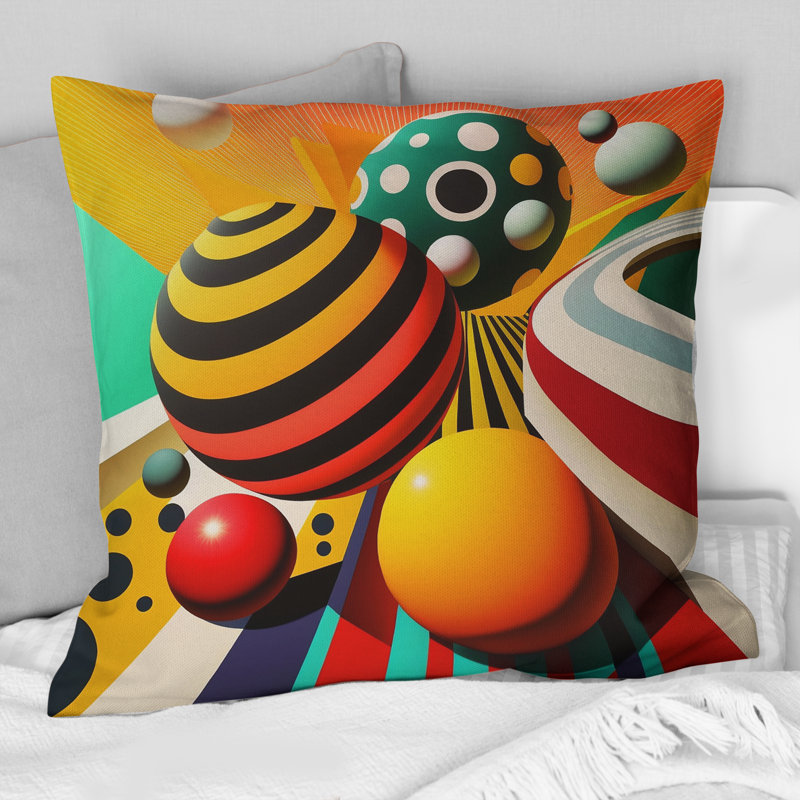 Pop Art, sphères colorées I - Coussin décoratif à imprimé géométrique abstrait