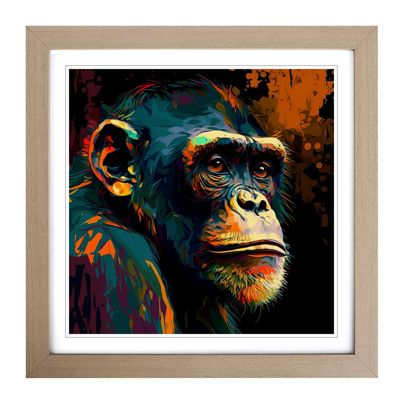 Monkey Fauvism - Framed Print, Oak