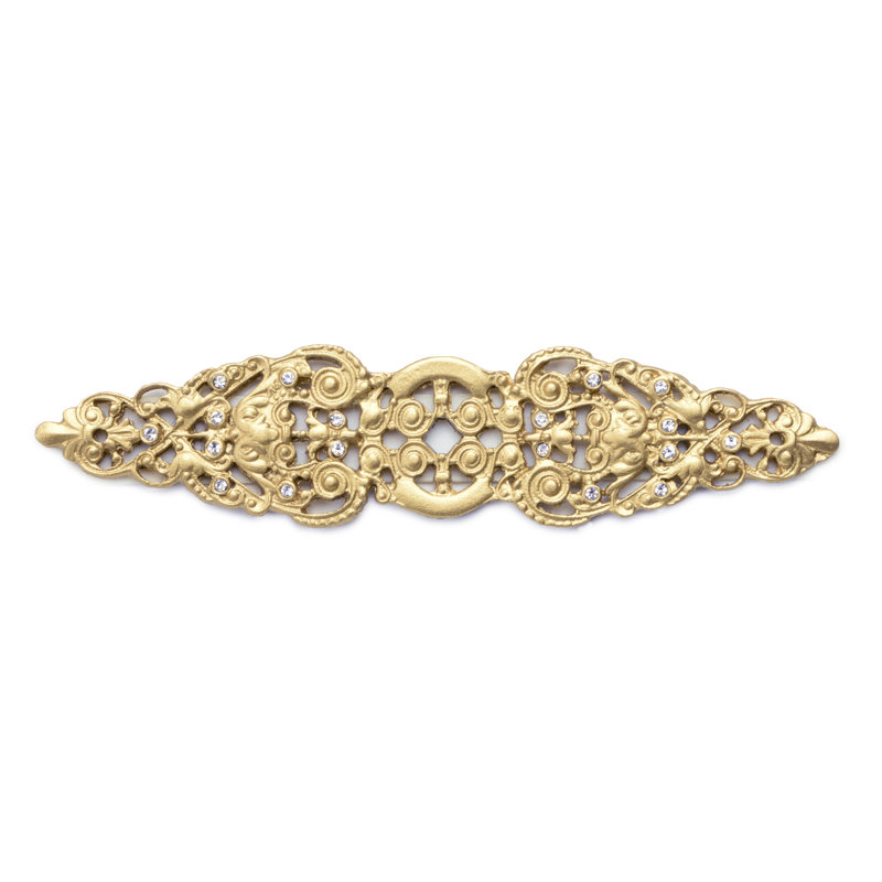 Écusson allongé Juliane Grace avec 18 cristaux Swarovski transparents, Or doux