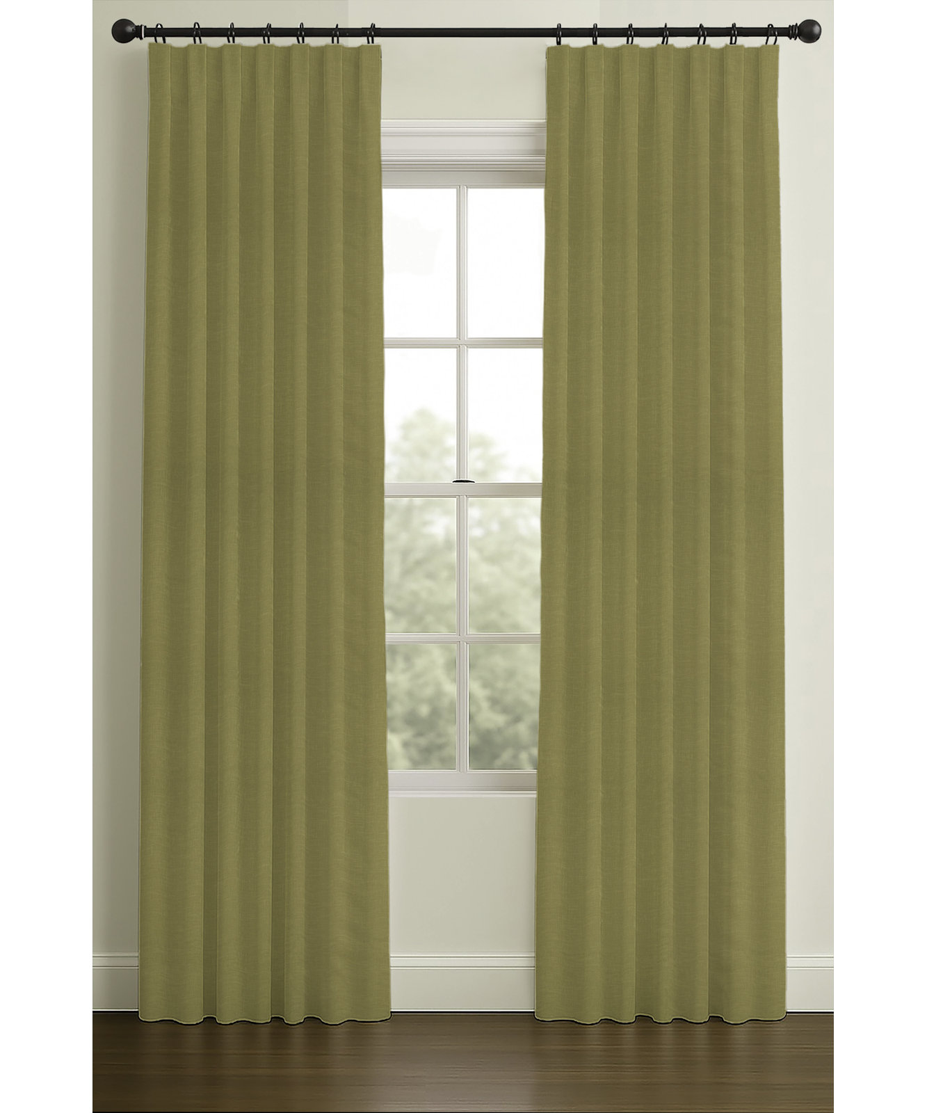 Varenna Ramie Curtain in Basil, Double, Rod Pocket, 50" W x 132" L