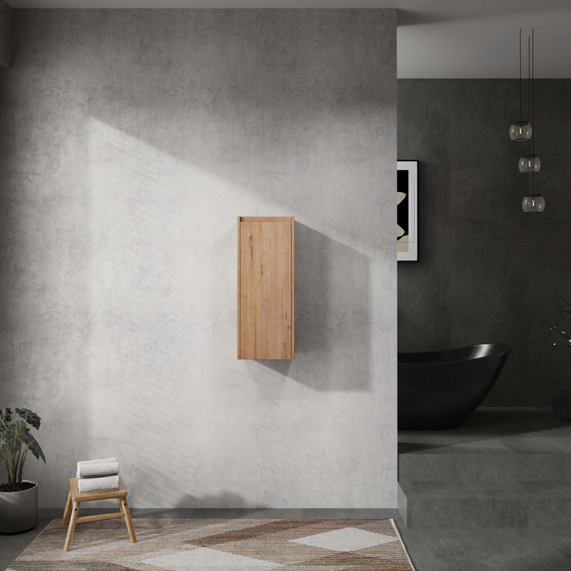 12" Bathroom Side Cabinet,Soft Close Doors,Float Mounting Design