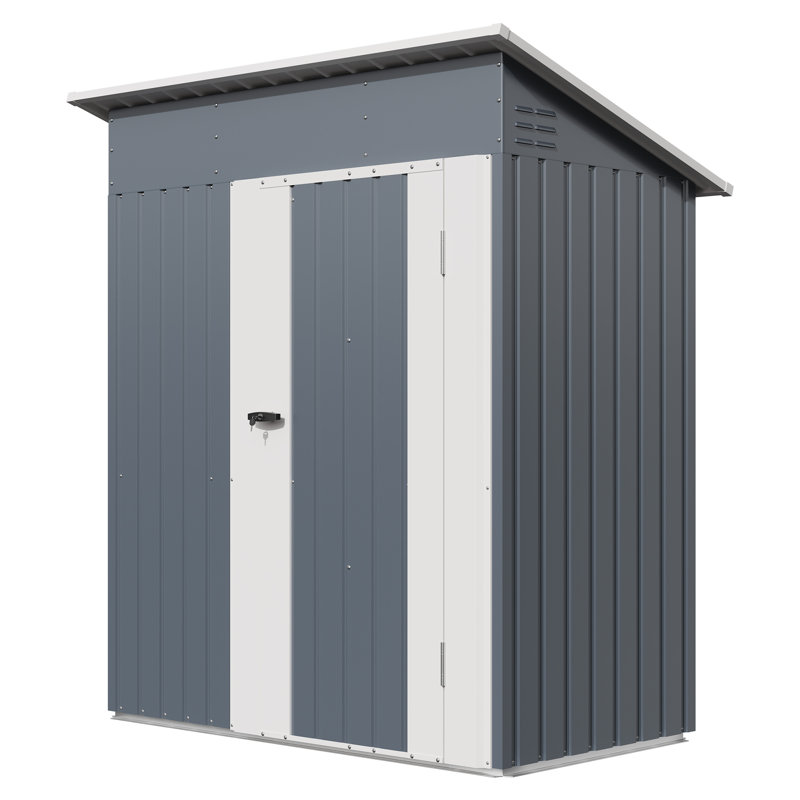 5x3FT Outdoor Storage Box with Lockable Lid and Weather-Resistant Construction