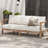 Lucca Acacia Wood Upholstered 3-Seater Patio Sofa With Cushions