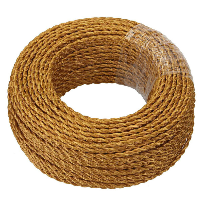 Arquan 2 Core Twisted Cable Fabric Flex Cord 0.75mm Braided Flexible Electrical UK Lighting Wire Cord / Cable, Cream