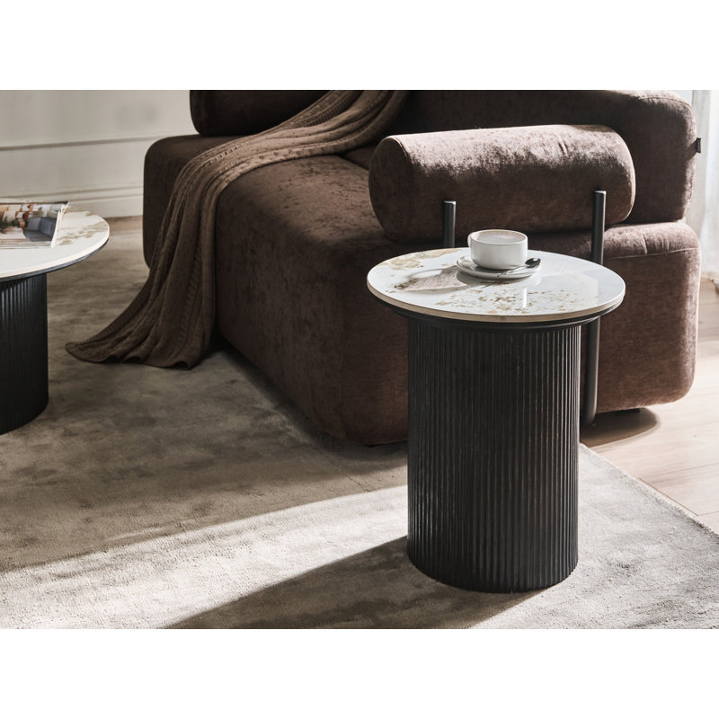 Pedestal End Table, Black