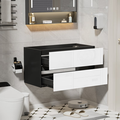 Base de meuble-lavabo simple 36 po noir et blanc seulement, lavabo non inclus