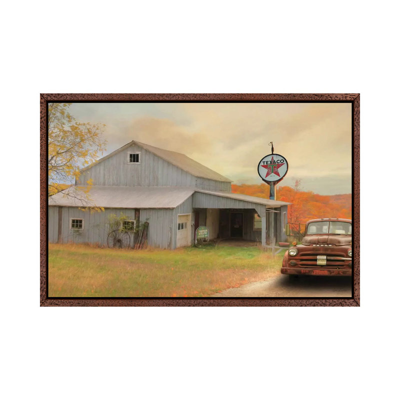 The Old Station 1 Piece Wall Art on Canvas, 45.72cm H x 66.04cm W x 3.81cm D, Classic Brown Wood Framed