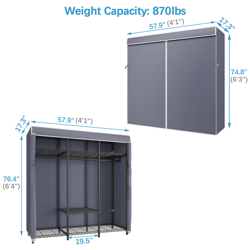 VIPEK V30C Heavy Duty Coverd Clothes Rack, Clothing Rack with Cover, Gray/Black