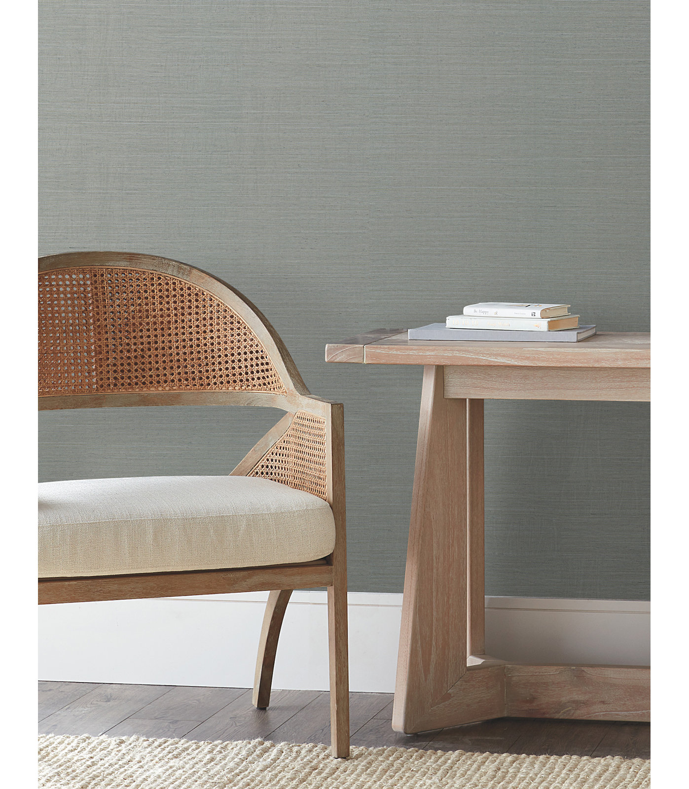 Sisal Grasscloth Self-Adhesive Wallpaper Roll, Slate