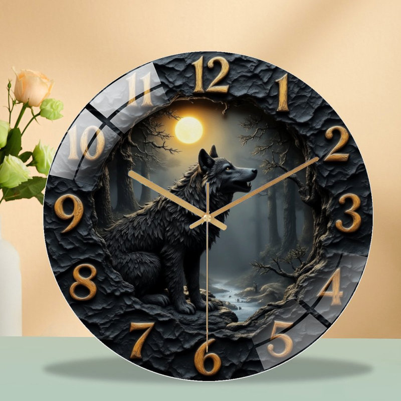 Horloge murale loup 12 po