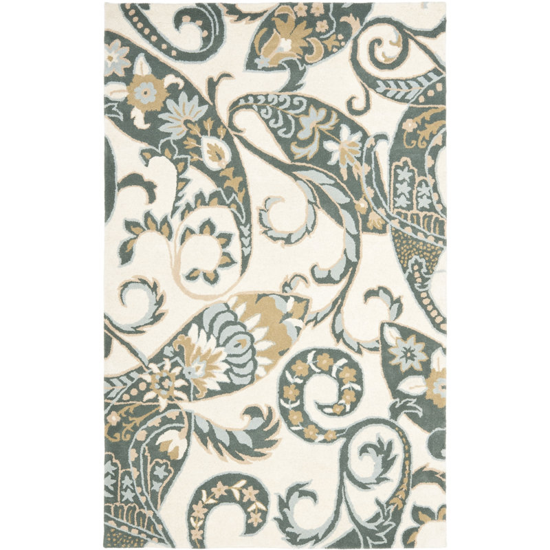 Amory Hand Tufted Wool Floral Rug, Rectangle 8' x 10'