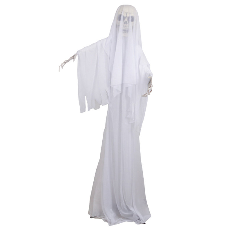 Figurine fantôme effrayante d'Halloween avec squelette d'Halloween, Blanc, H 50 po x l 21 po x P 15 po