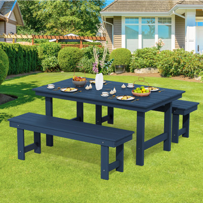 Julian High Density Polyethylene Outdoor Dining Stool 3-Piece Set