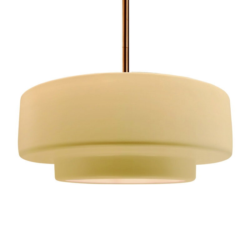 Luminaire suspendu à 1 lumière Meydan, Jaune atténué, H 6 po x l 16,25 po x P 16,25 po, Laiton brossé