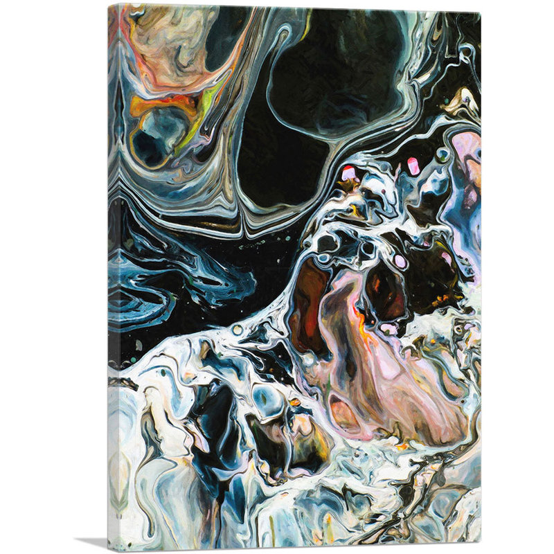 «Colors Mixing into Black Paint Modern», reproduction d'art sur toile tendue, H 26 po x l 18 po x 1,5 po
