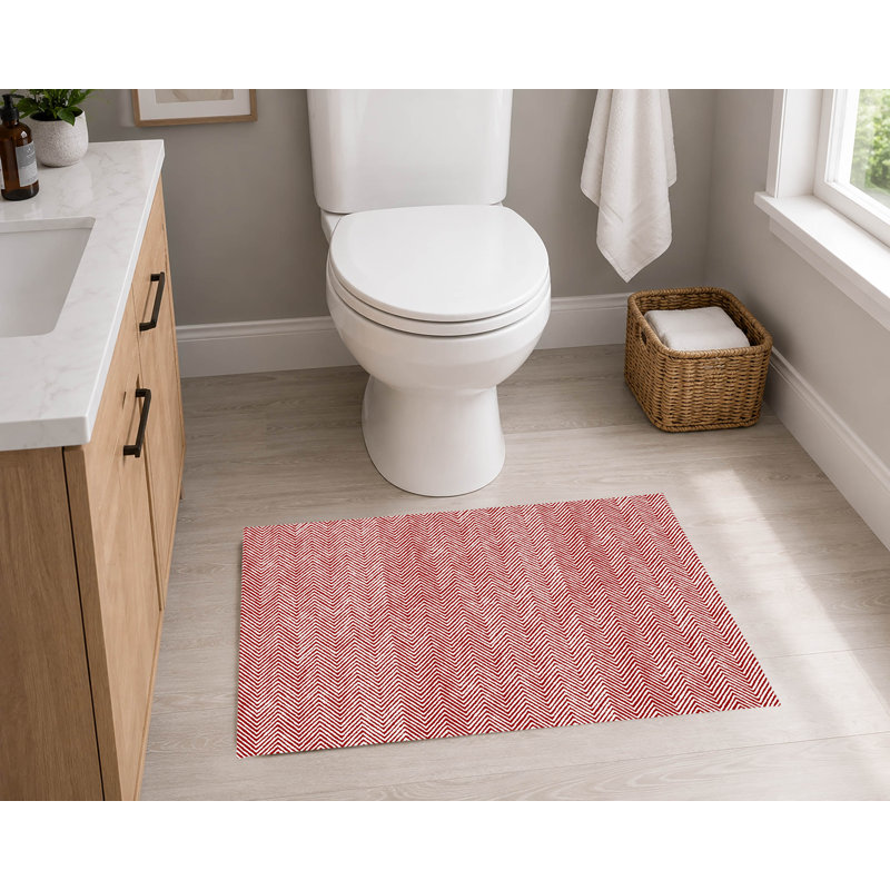Tapis de toilette rectangulaire antidérapant à chevrons, 24" W x 17" L, Blue