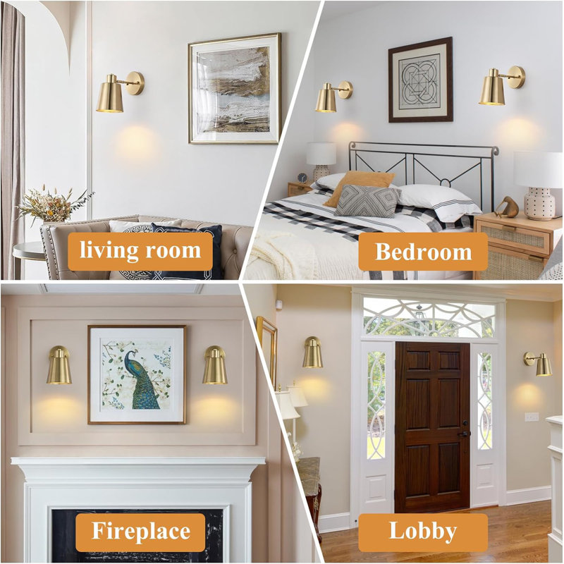 Battery Operated Wall Sconce Set of Two, Modern with Remote Control Dimmable Wall Lighting Indoor