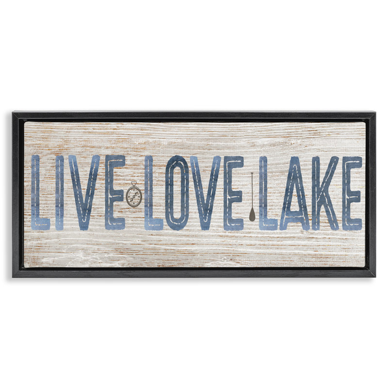 Rustic Live Love Lake, Jet Black Floater Frame, 11" H x 25" W