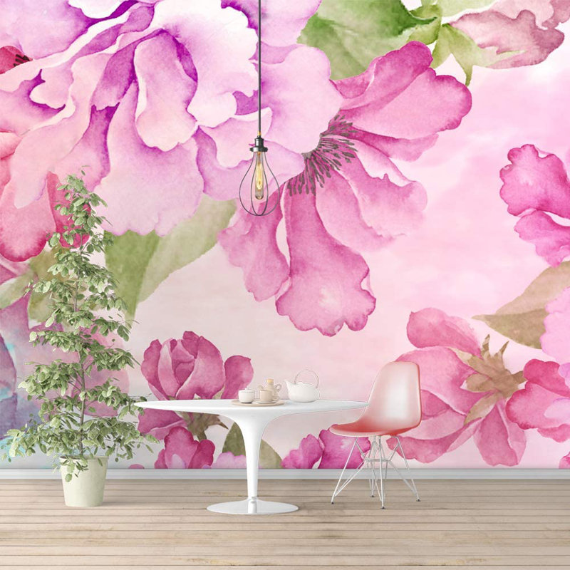 Murale fleurs aux couleurs vives, L 100 po x l 144 po