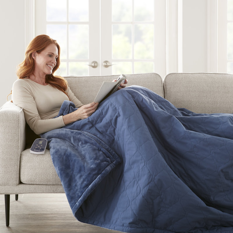 Jeté chauffant Micro Flannel®, Indigo