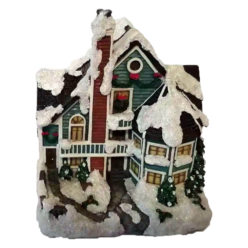 Décoration de Noël maison de Noël éclairée à DEL verte 5,5 "5,5"