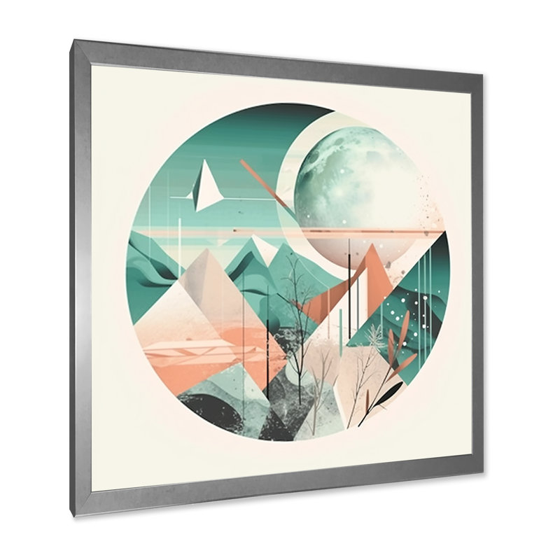 «Boho Landscape Earthy Green Unapologetic Pink I», reproduction sur toile, H 36 po x l 36 po x P 1,5 po, Cadre simple argenté