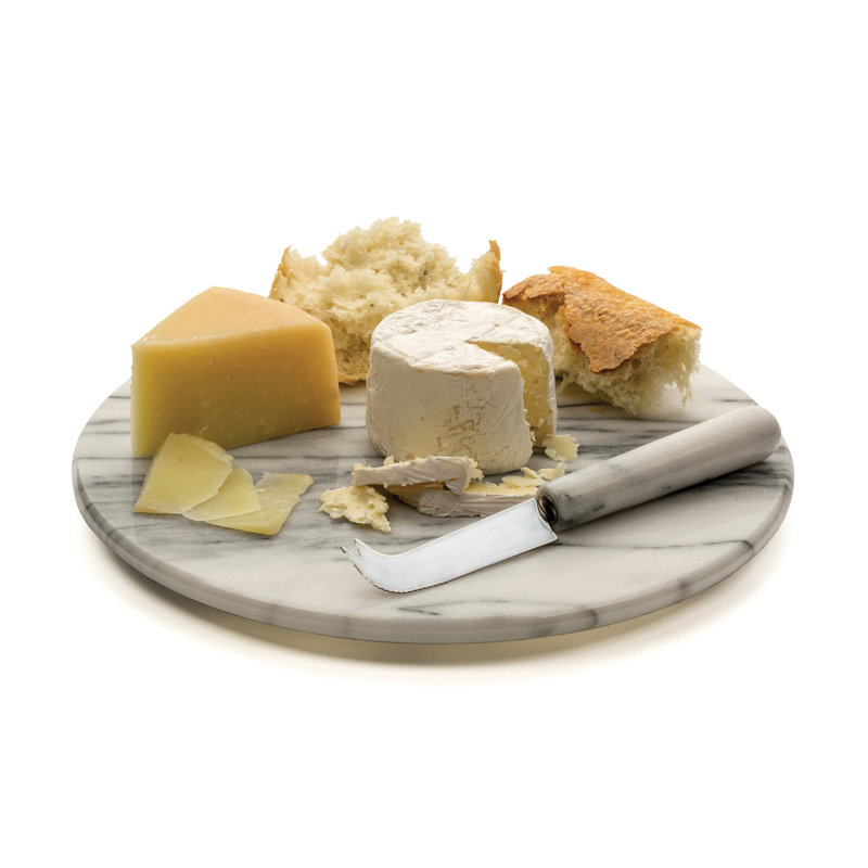 Albertin  Marble Cheese Board and Knife, White