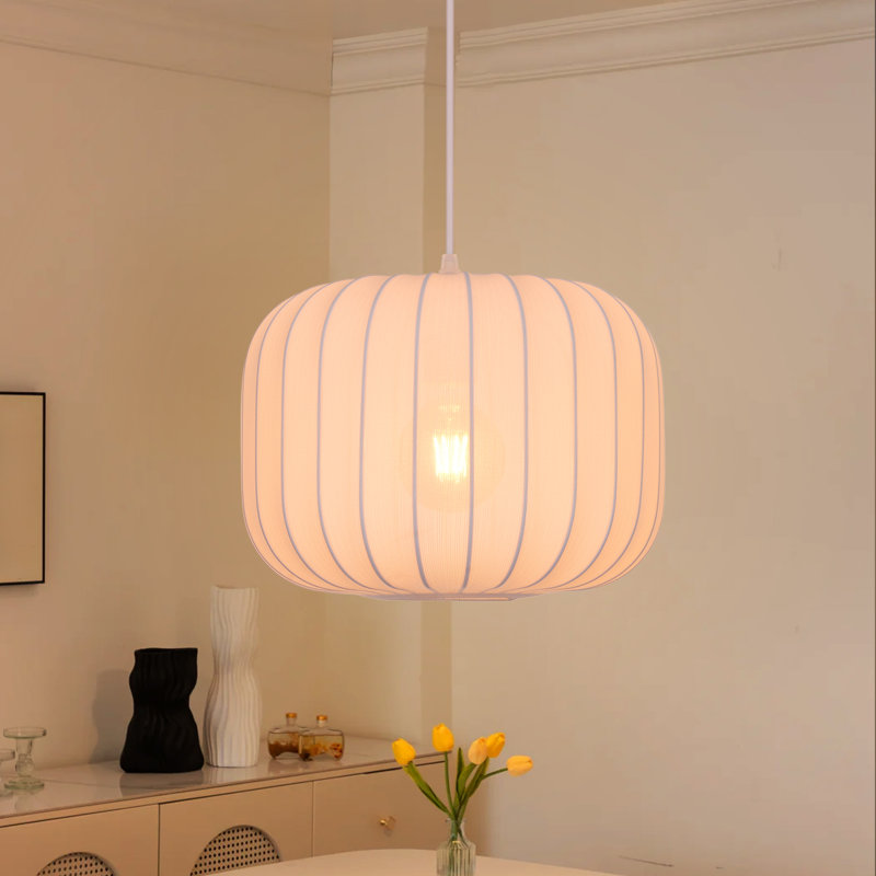 Luminaire suspendu moderne en tissu blanc pour chambre à coucher