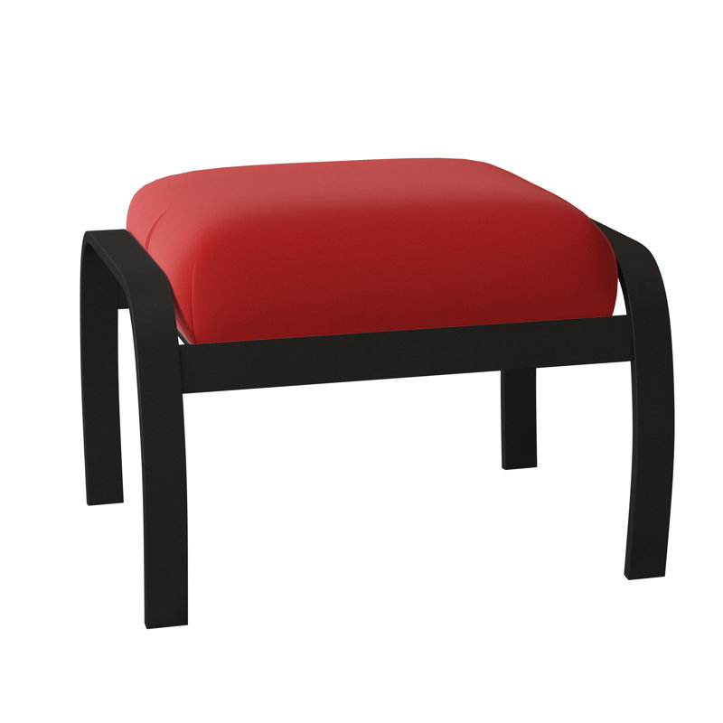 Repose-pieds avec coussin Askar, Noir texturé, Rouge 1A