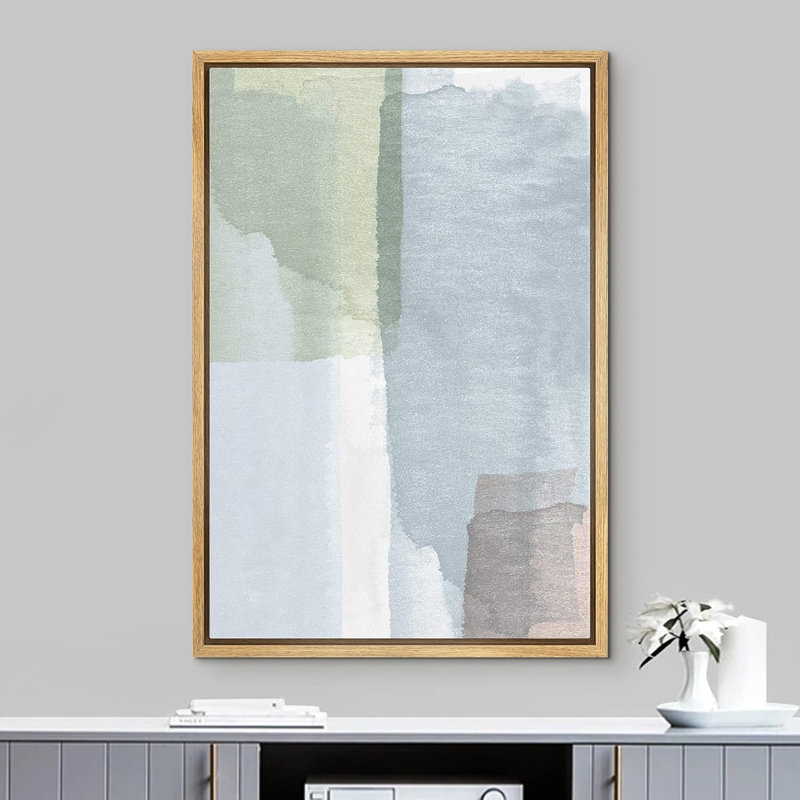 Bleu, aquarelle, blocs de peinture, illustrations abstraites, bohème, pastel coloré, Naturel, H 36 po x l 24 po