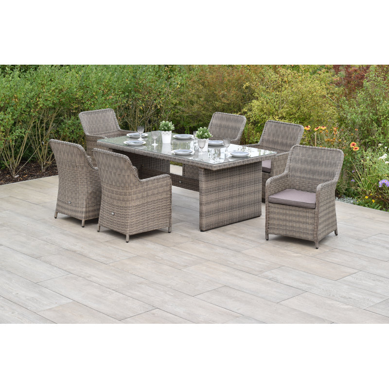 Abigail 6 - Person Patio Dining Set with Rectangular Table , Cushions Included