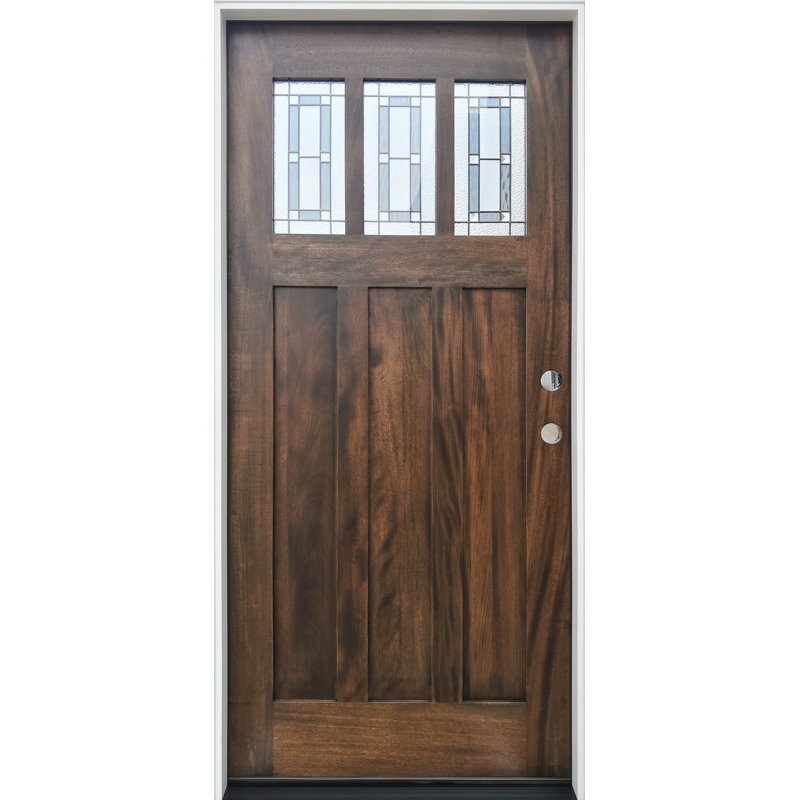 Espresso Mahogany 36'' x 80'' 3-Lite Decorative Glass Front Door
