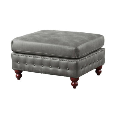1pièce repose-pieds de cocktail gris ardoise en similicuir respirant capitonné clouté pieds en bois meubles de salon