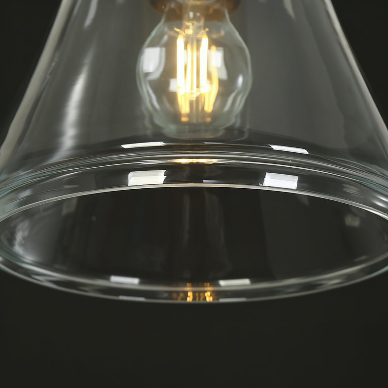 Luminaire suspendu pour îlot de cuisine 1 lumière avec abat-jour en verre transparent 1 lumière