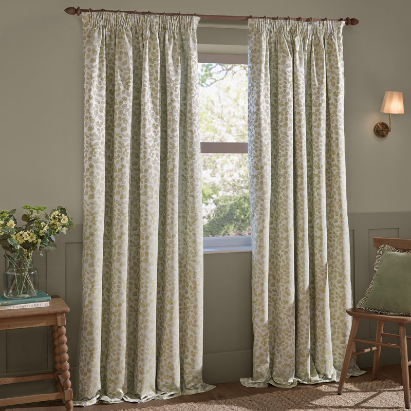 Room Darkening Curtain Panel Pair, 168cm Width x 183cm Drop, Green